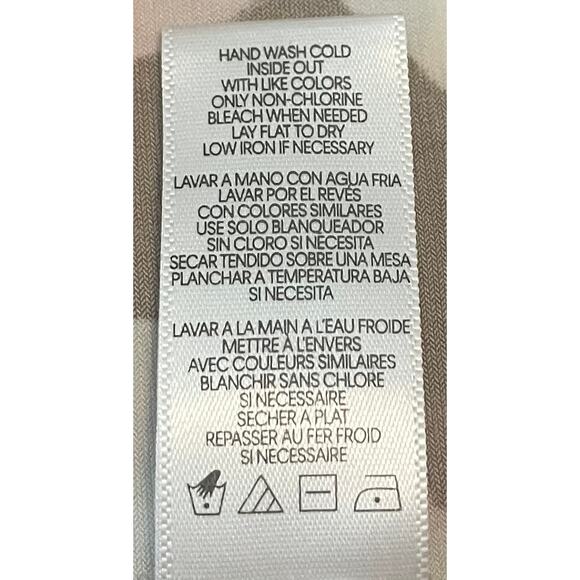 CALVIN KLEIN LONG BALLOON SLV RND NECK HI-LOW BLOUSE, WOMENS-XL-BROWN WHITE PINK - Picture 12 of 12